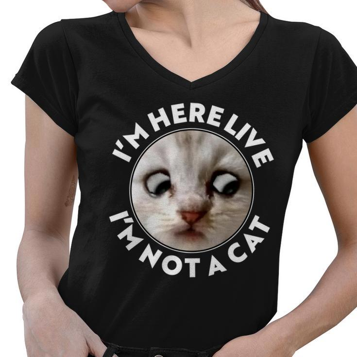 Funny Zoom Lawyer Cat Meme Im Here Live Im Not A Cat Tshirt Women V-Neck T-Shirt