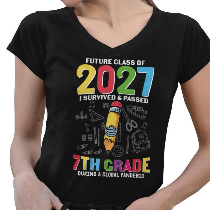 Future Class Of 2027 7Th Grade First Day Of School Back To School Women V-Neck T-Shirt