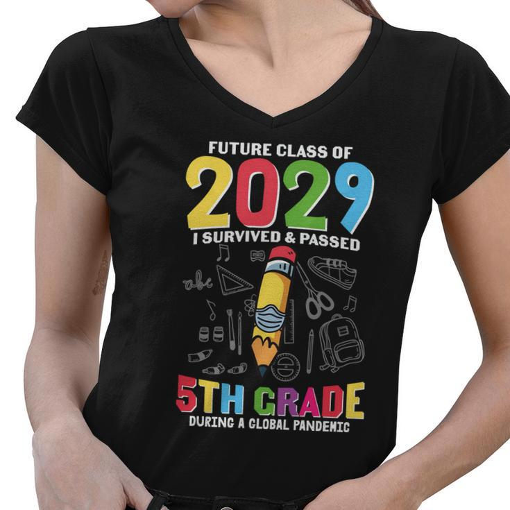 Future Class Of 2029 5Th Grade Back To School First Day Of School Women V-Neck T-Shirt