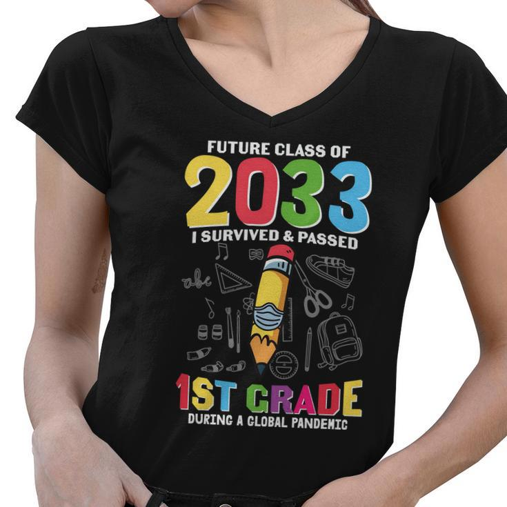 Future Class Of 2033 1St Grade Back To School Women V-Neck T-Shirt