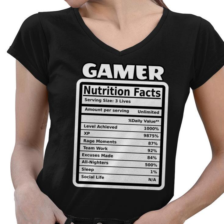 Gamer Nutriotion Facts Women V-Neck T-Shirt