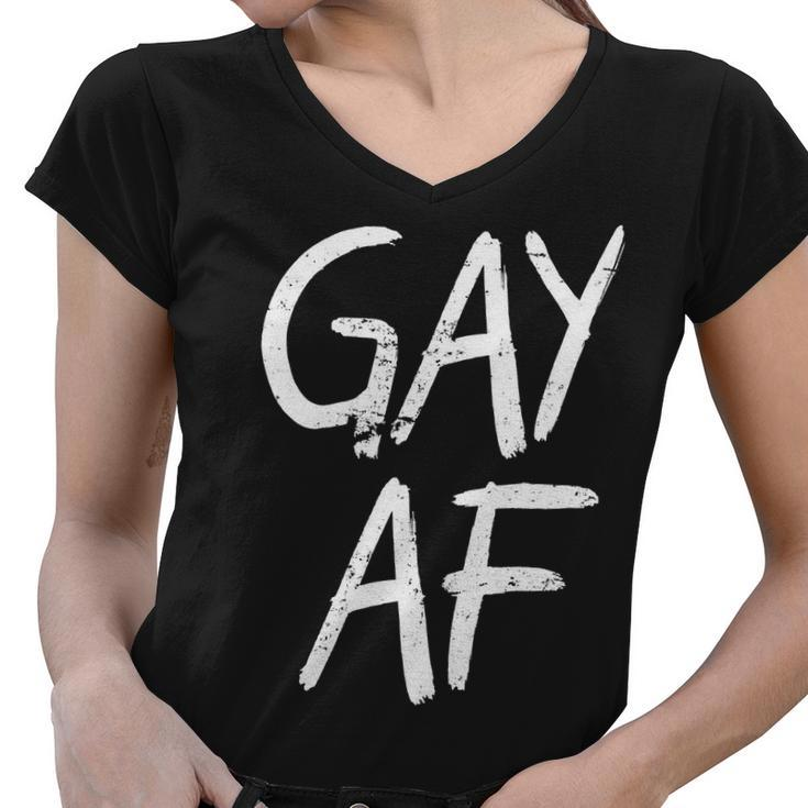 Gay Af Pride Logo Women V-Neck T-Shirt