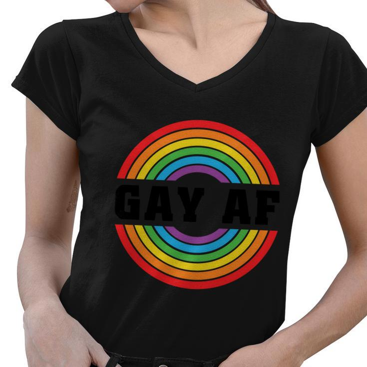 Gay Af Rainbow Lgbt Pride Month Women V-Neck T-Shirt