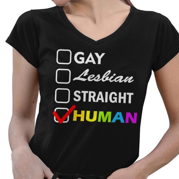 Gay Lesbian Straight Human Tshirt Women V-Neck T-Shirt