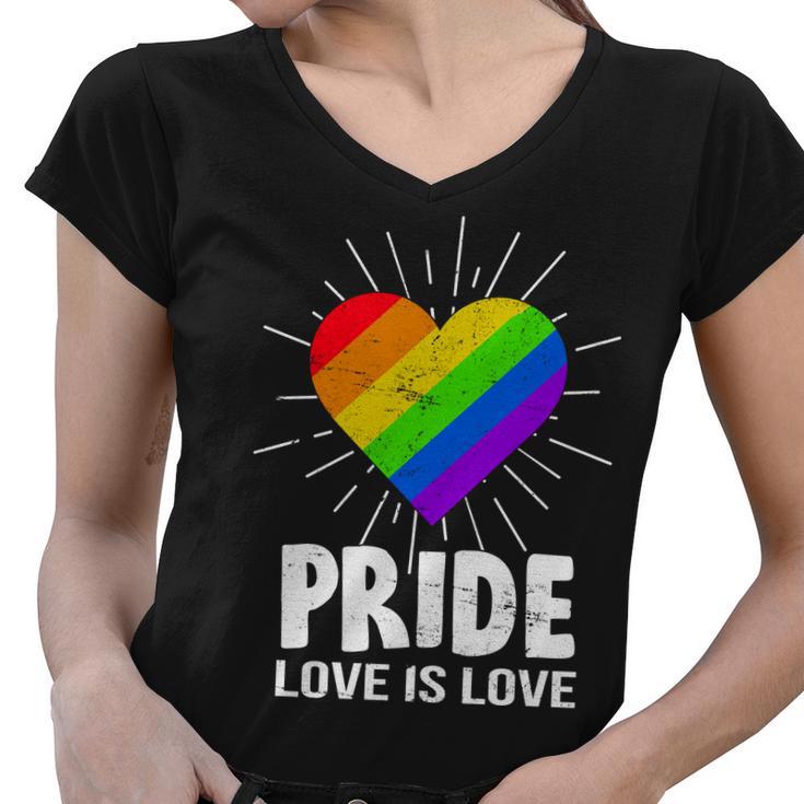 Gay Pride Love Is Love Lgbt Women V-Neck T-Shirt