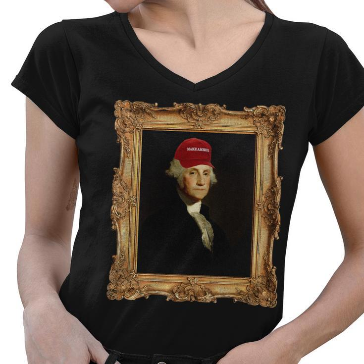 George Washington Make America Portrait Women V-Neck T-Shirt