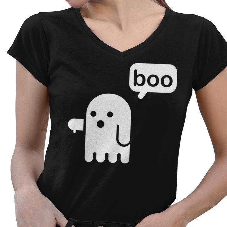 Ghost Boo Thumbs Down Women V-Neck T-Shirt