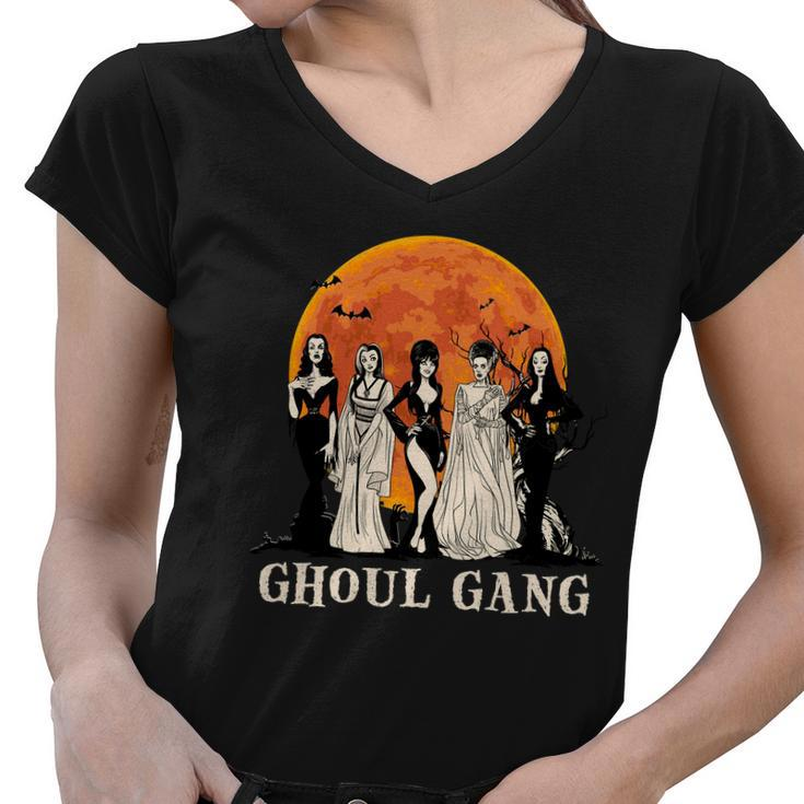 Ghoul Gang Halloween Vampire Dracula Women V-Neck T-Shirt