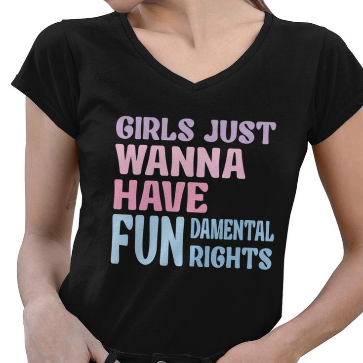 Girls Just Wanna Have Fundamental Rights V4 Women V-Neck T-Shirt