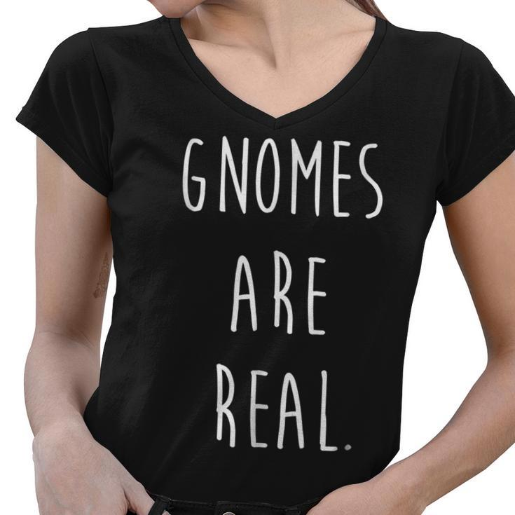 Gnomes Are Real Tee Funny Troll Gnome Halloween Costume Tee Women V-Neck T-Shirt