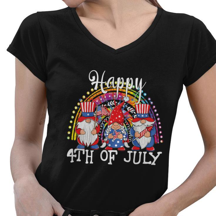 Gnomes Patriotic American Flag Funny Cute Gnomes 4Th Of July Cool Gift Women V-Neck T-Shirt