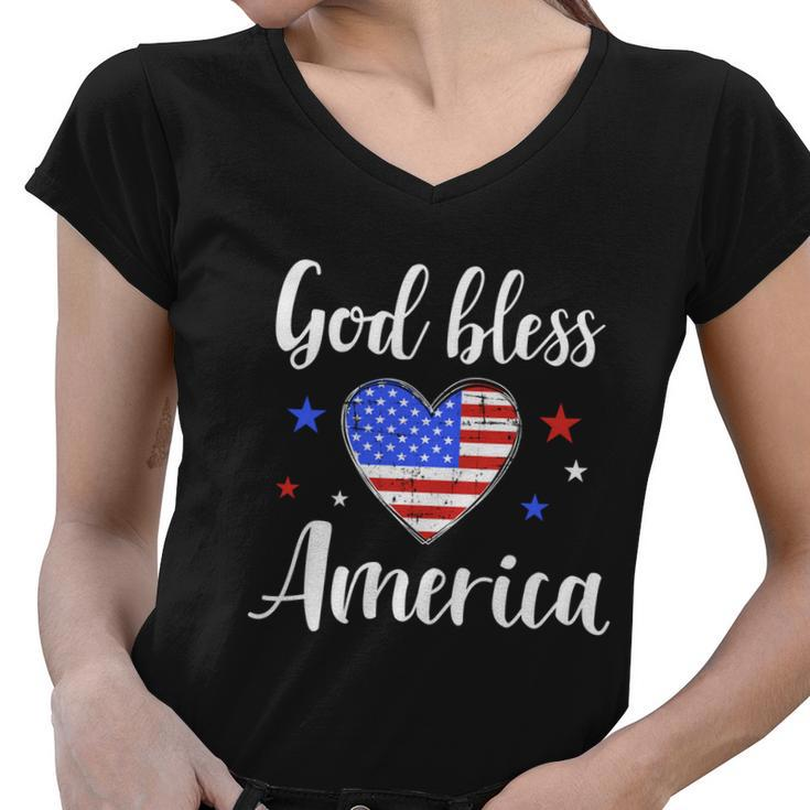 God Bless America For Patriotic Independence Day 4Th Of July Gift Women V-Neck T-Shirt