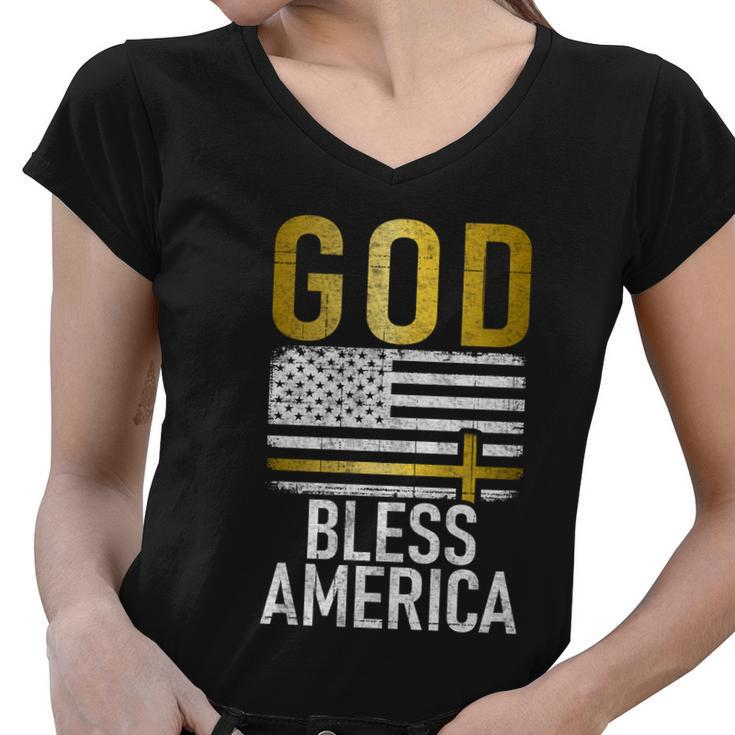 God Bless America Usa 4Th July Independence Gift Women V-Neck T-Shirt