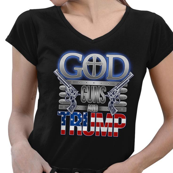 God Guns And Donald Trump Tshirt Women V-Neck T-Shirt