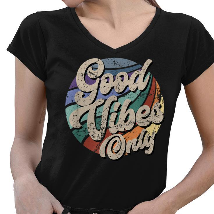 Good Vibes Only Vintage Positive Mind   V3 Women V-Neck T-Shirt