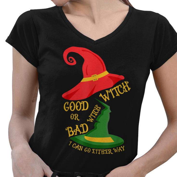 Good Witch Bad Witch I Can Go Either Way Halloween Costume  Women V-Neck T-Shirt