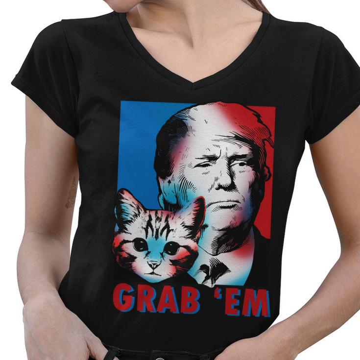 Grab Em Cat Funny Pro Trump Tshirt Women V-Neck T-Shirt