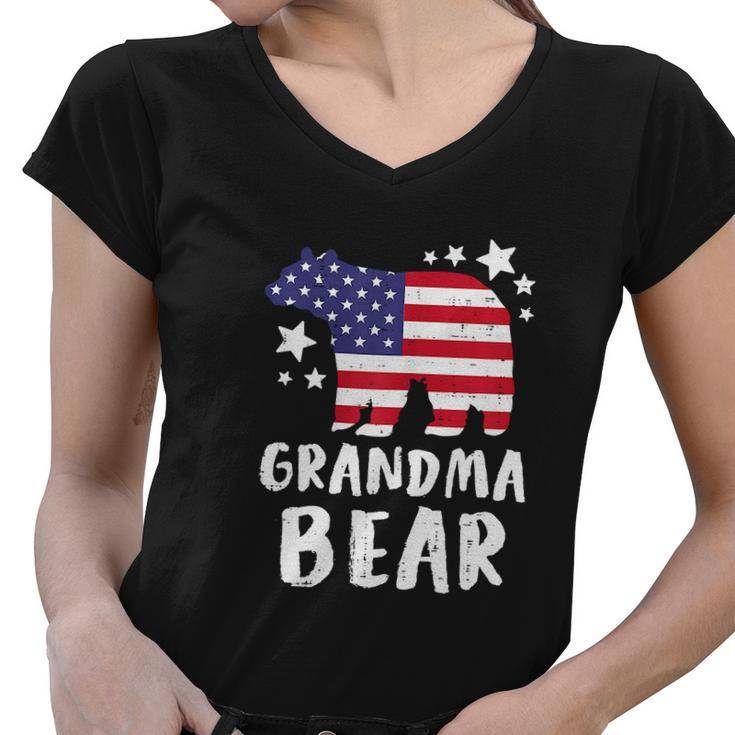 Grandma Bear Grandmother Funny 4Th Of July Women V-Neck T-Shirt