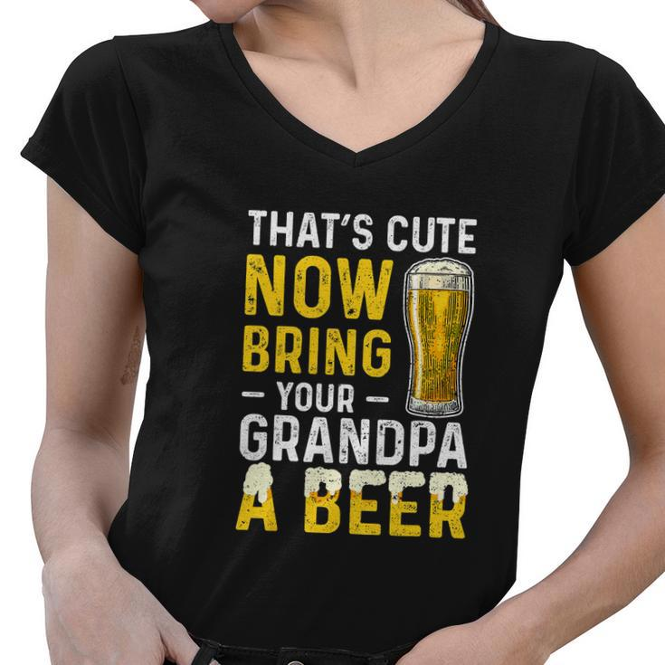 Grandpa A Beer Fathers Day Funny Drinking Women V-Neck T-Shirt