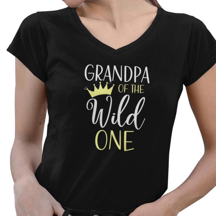 Grandpa Of The Wild One First Birthday Matching Family Women V-Neck T-Shirt