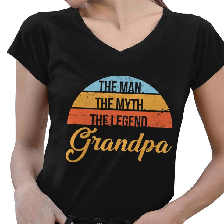 Grandpa The Man The Myth The Legend Saying Tshirt Women V-Neck T-Shirt