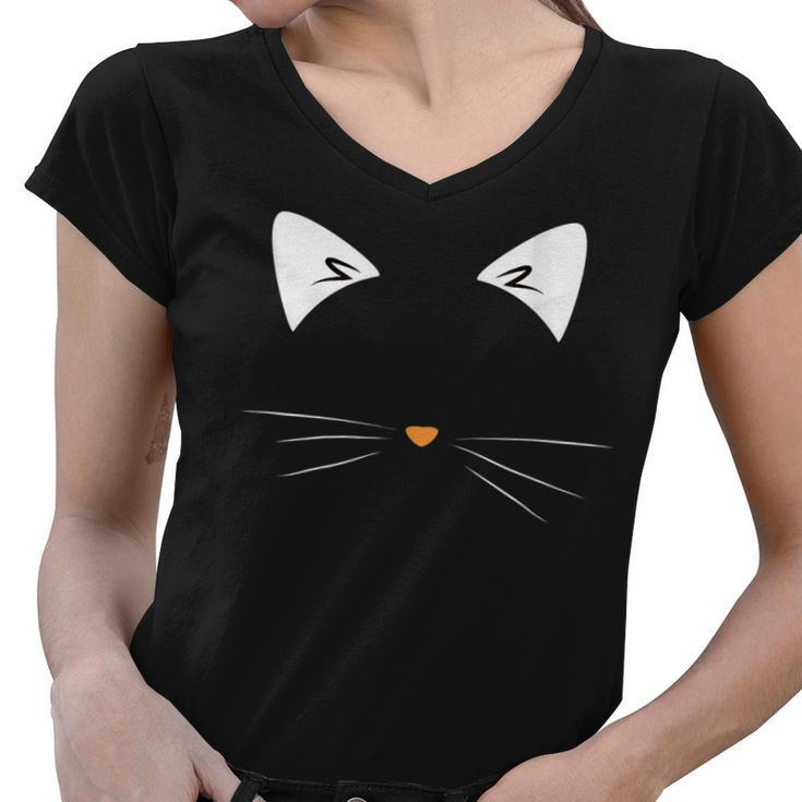 Graphic Cat Black Funny For Women Halloween  Women V-Neck T-Shirt