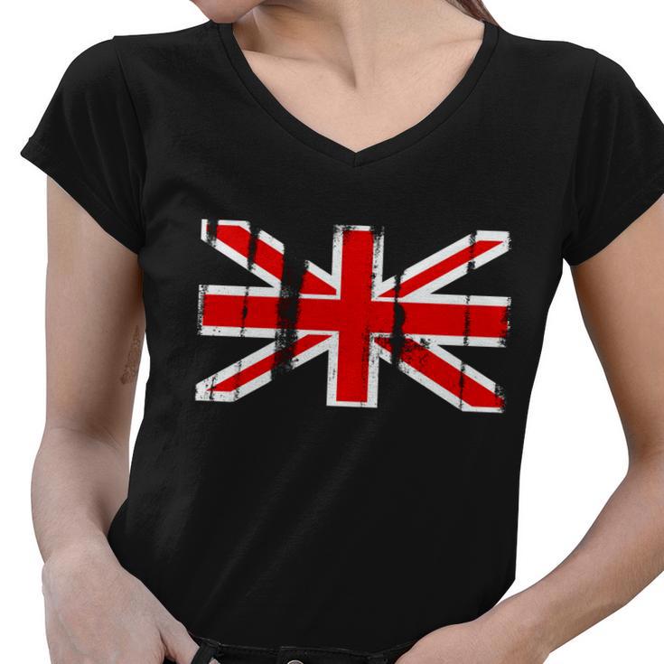 Great Britain Vintage British Union Flag Women V-Neck T-Shirt