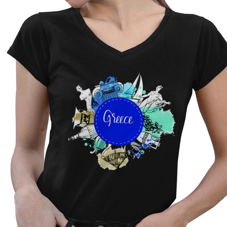 Greece V2 Women V-Neck T-Shirt