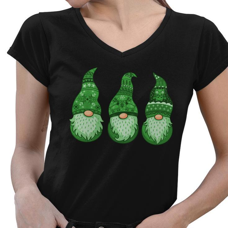 Green Ugly Sweater Irish Gnomes St Patricks Day Women V-Neck T-Shirt
