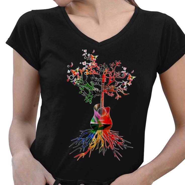 Guitar Roots Tree Of Life Tshirt Women V-Neck T-Shirt