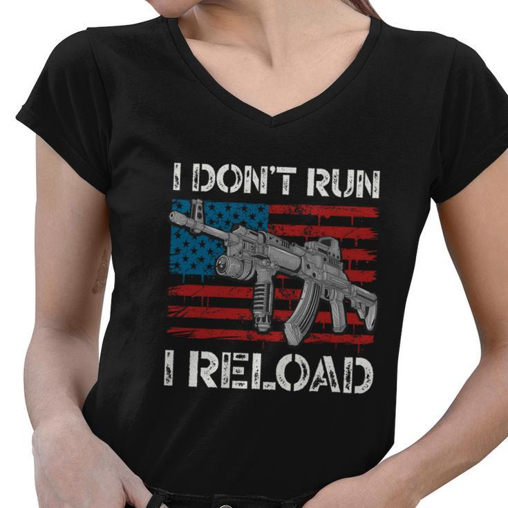 Gun Lovers I Dont Run I Reload Funny Gun Owners American Women V-Neck T-Shirt