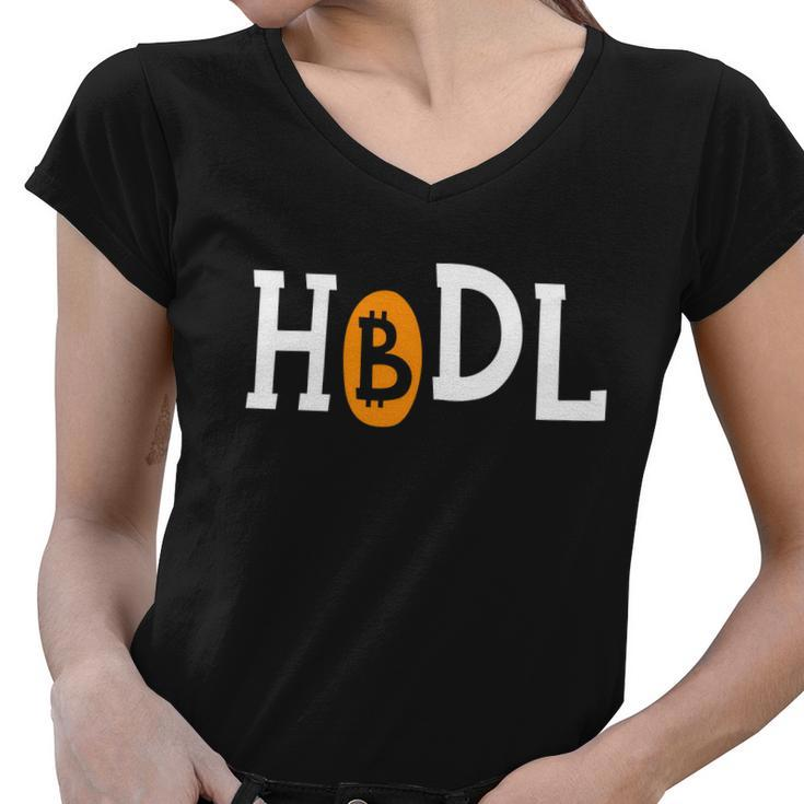 H O D L Blockchain Cryptocurrency S V G Shirt Women V-Neck T-Shirt
