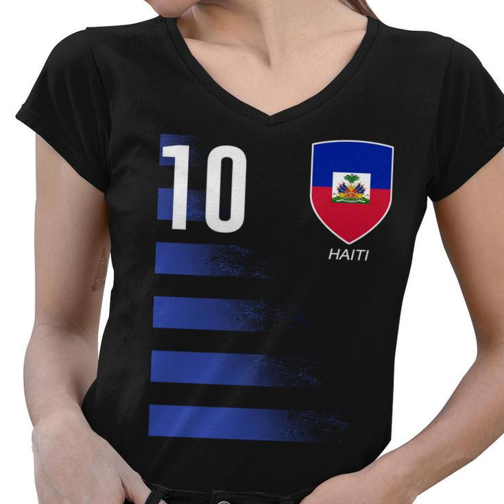 Haiti Football Soccer Futbol Jersey Tshirt Women V-Neck T-Shirt
