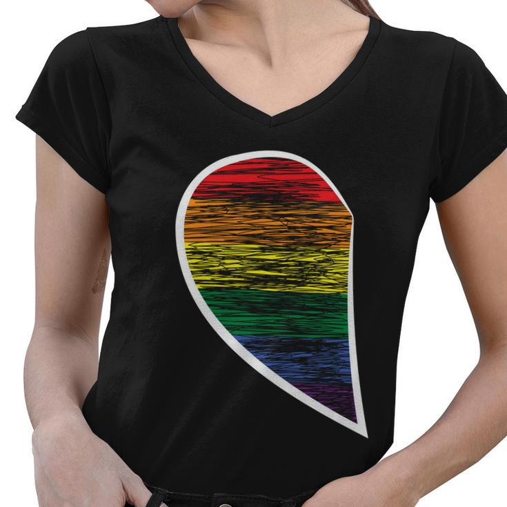 Halfheart Lgbt Gay Pride Lesbian Bisexual Ally Quote V2 Women V-Neck T-Shirt