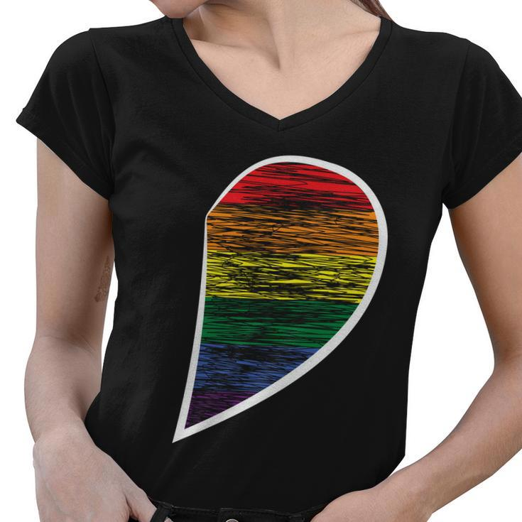 Halfheart Lgbt Gay Pride Lesbian Bisexual Ally Quote Women V-Neck T-Shirt