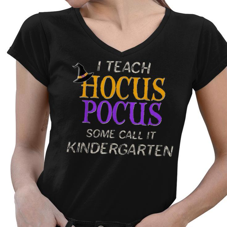 Halloween Kindergarten Teacher Hocus Pocus  Women V-Neck T-Shirt