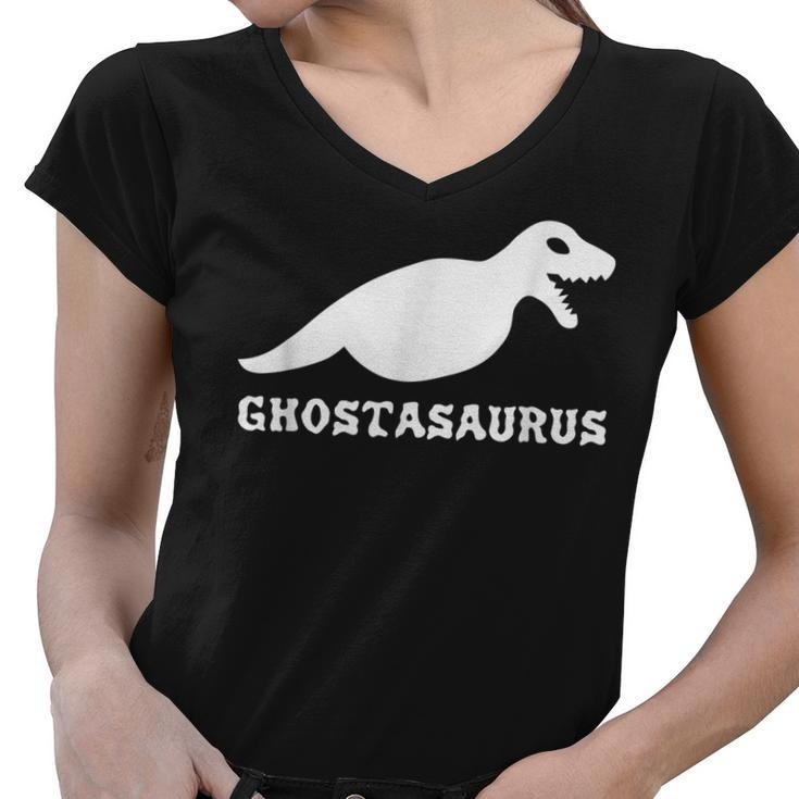 Halloween Scary Dinosaurs Ghost Spooky Boo Funny  Women V-Neck T-Shirt