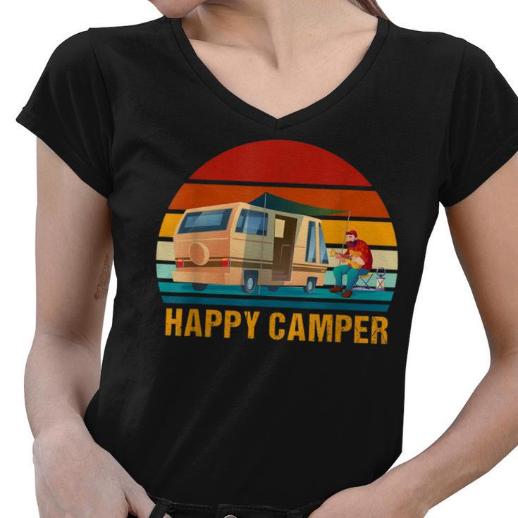 Happy Camper - Camping Rv Camping For Men Women And Kids  Women V-Neck T-Shirt