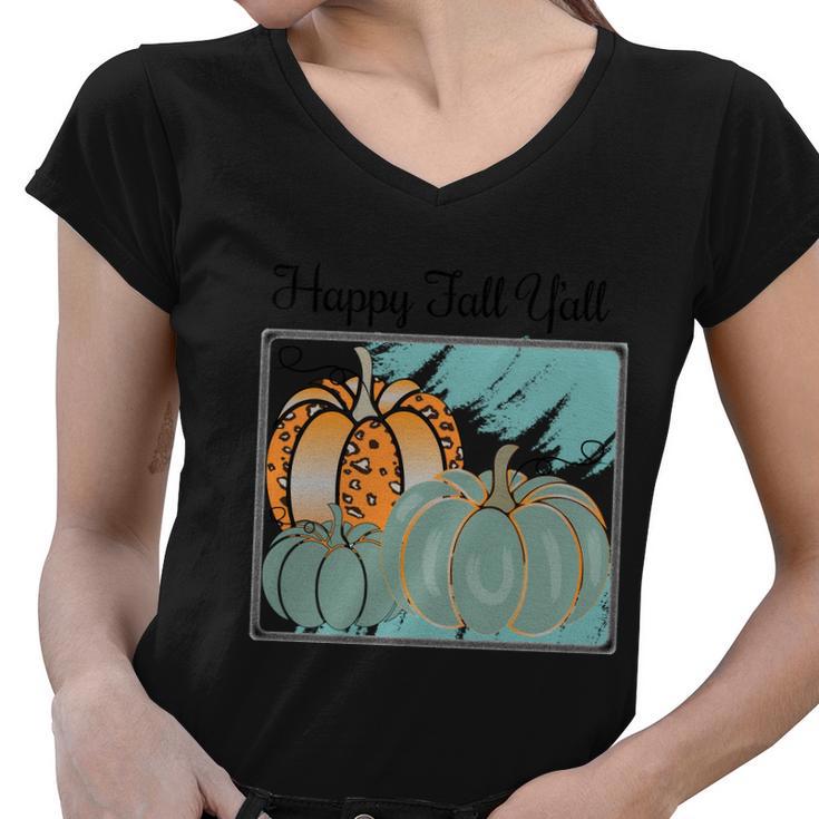 Happy Fall Yall Halloween Quote Women V-Neck T-Shirt