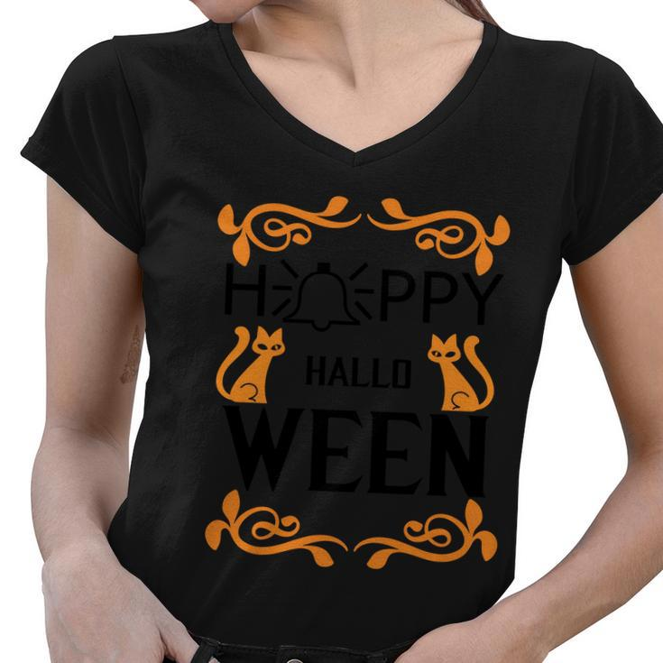 Happy Halloween Bell Halloween Quote Women V-Neck T-Shirt