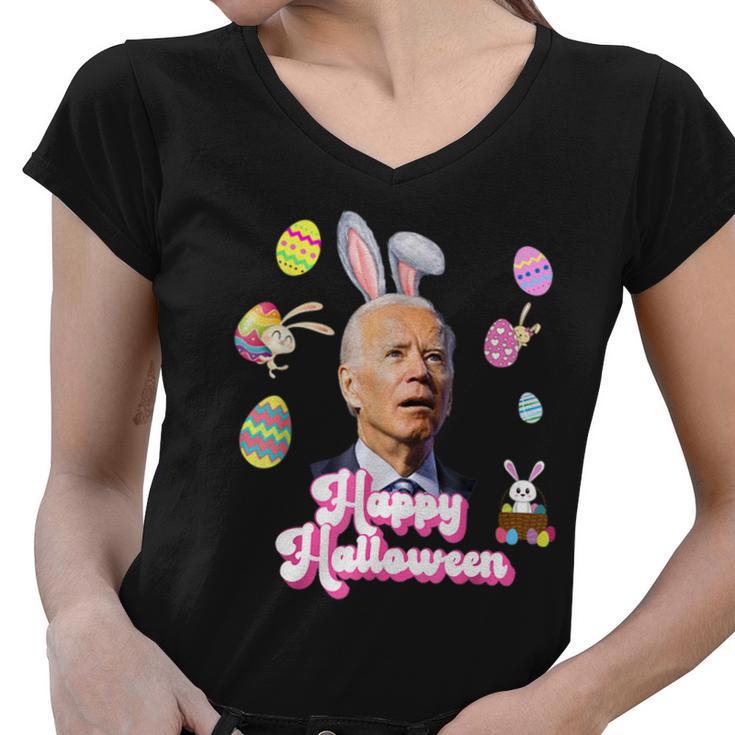 Happy Halloween Joe Biden Funny Easter Tshirt Women V-Neck T-Shirt