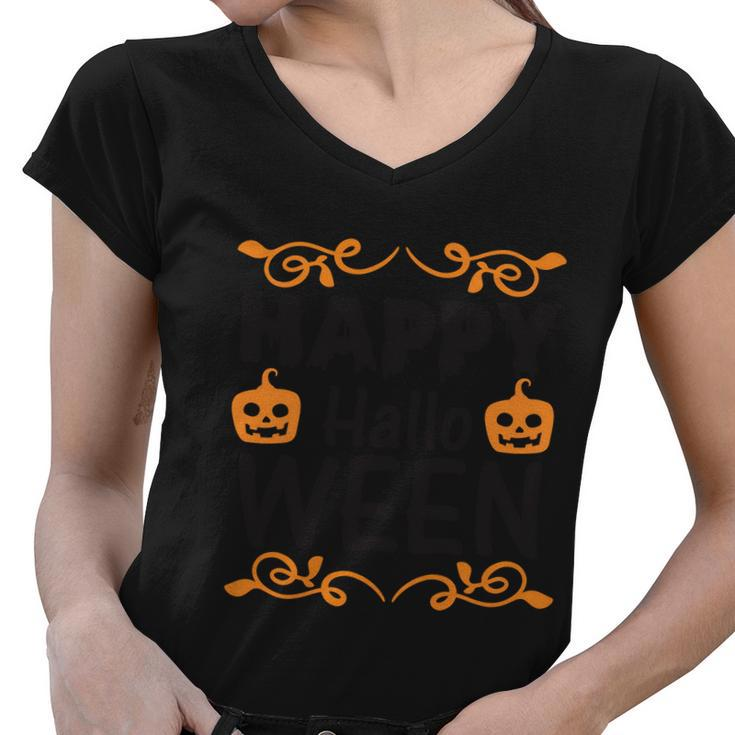 Happy Halloween Pumpkin Halloween Quote V3 Women V-Neck T-Shirt