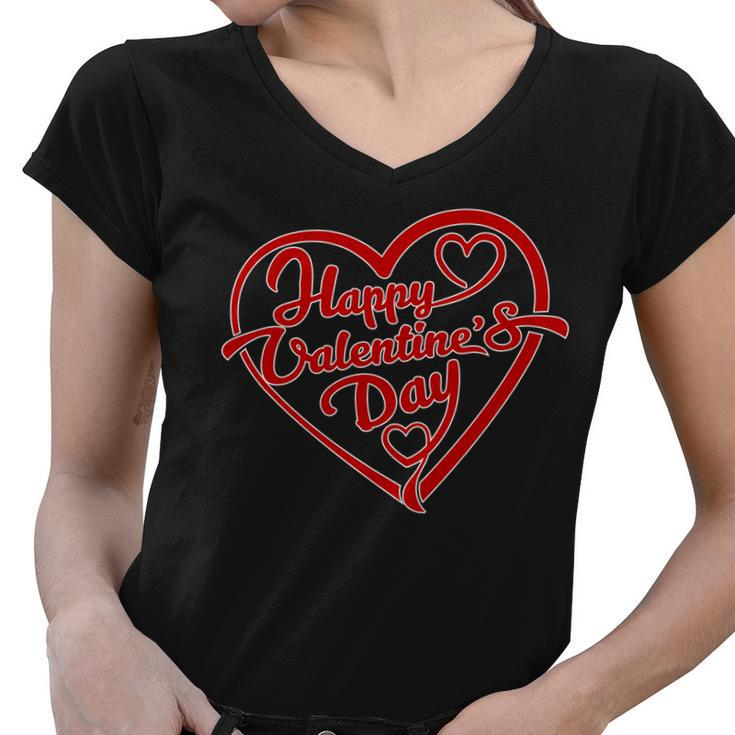 Happy Valentines Day Heart Women V-Neck T-Shirt
