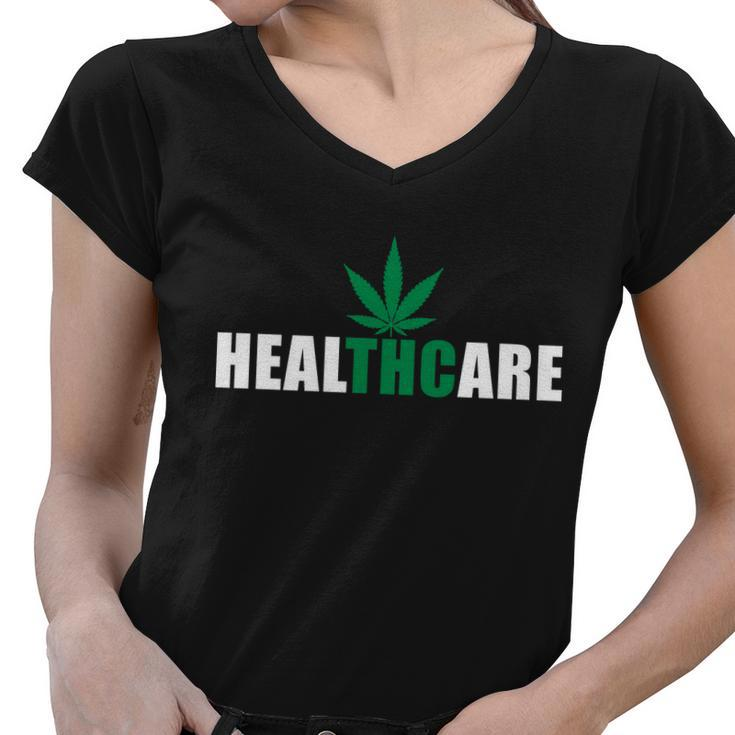 Healthcare Medical Marijuana Weed Tshirt Women V-Neck T-Shirt