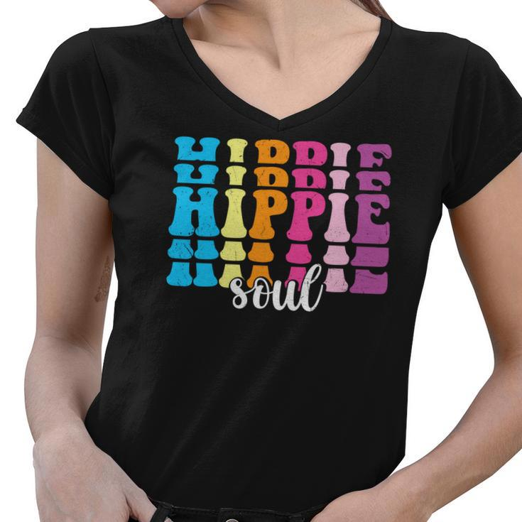 Hippie Awesome Color Hippie Soul Design Women V-Neck T-Shirt