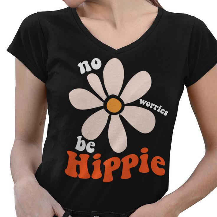 Hippie No Worries Be Hippie Cute Design Women V-Neck T-Shirt