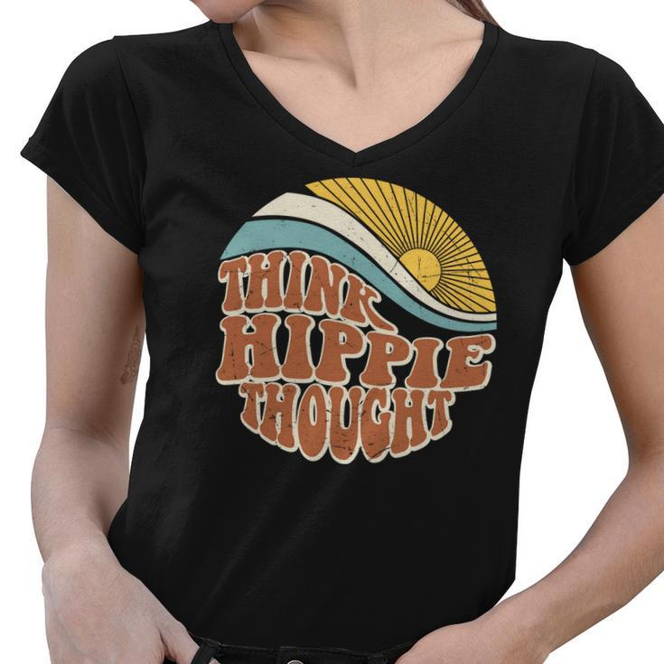Hippie The Sun Think Hippie Thought Custom Women V-Neck T-Shirt