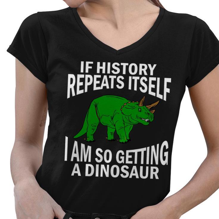 History Repeating Dinosaur Tshirt Women V-Neck T-Shirt