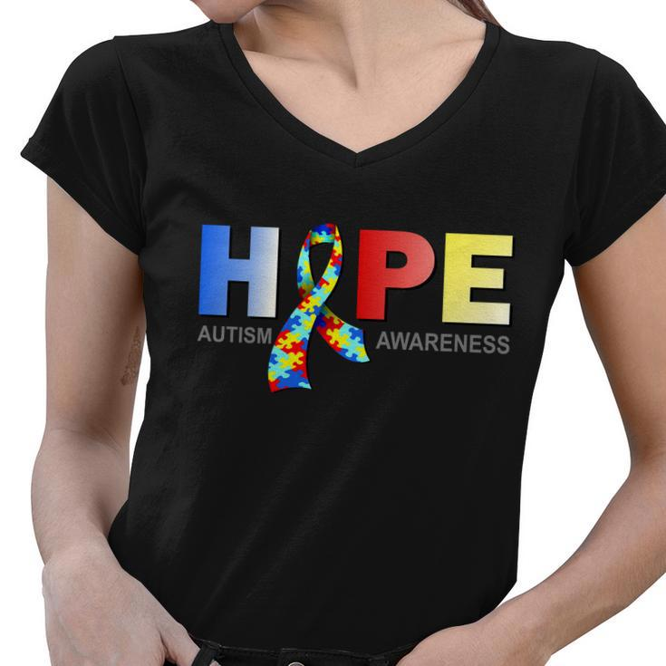 Hope For Autism Awareness Tribute Tshirt Women V-Neck T-Shirt