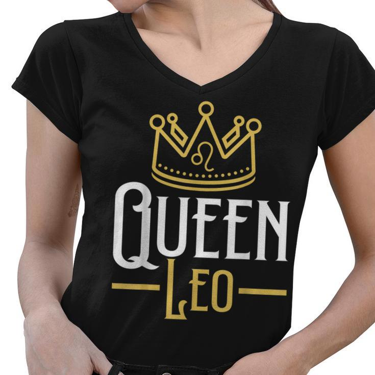 Horoscope Queen Leo Symbol Zodiac Sign Personality Birthday  Women V-Neck T-Shirt
